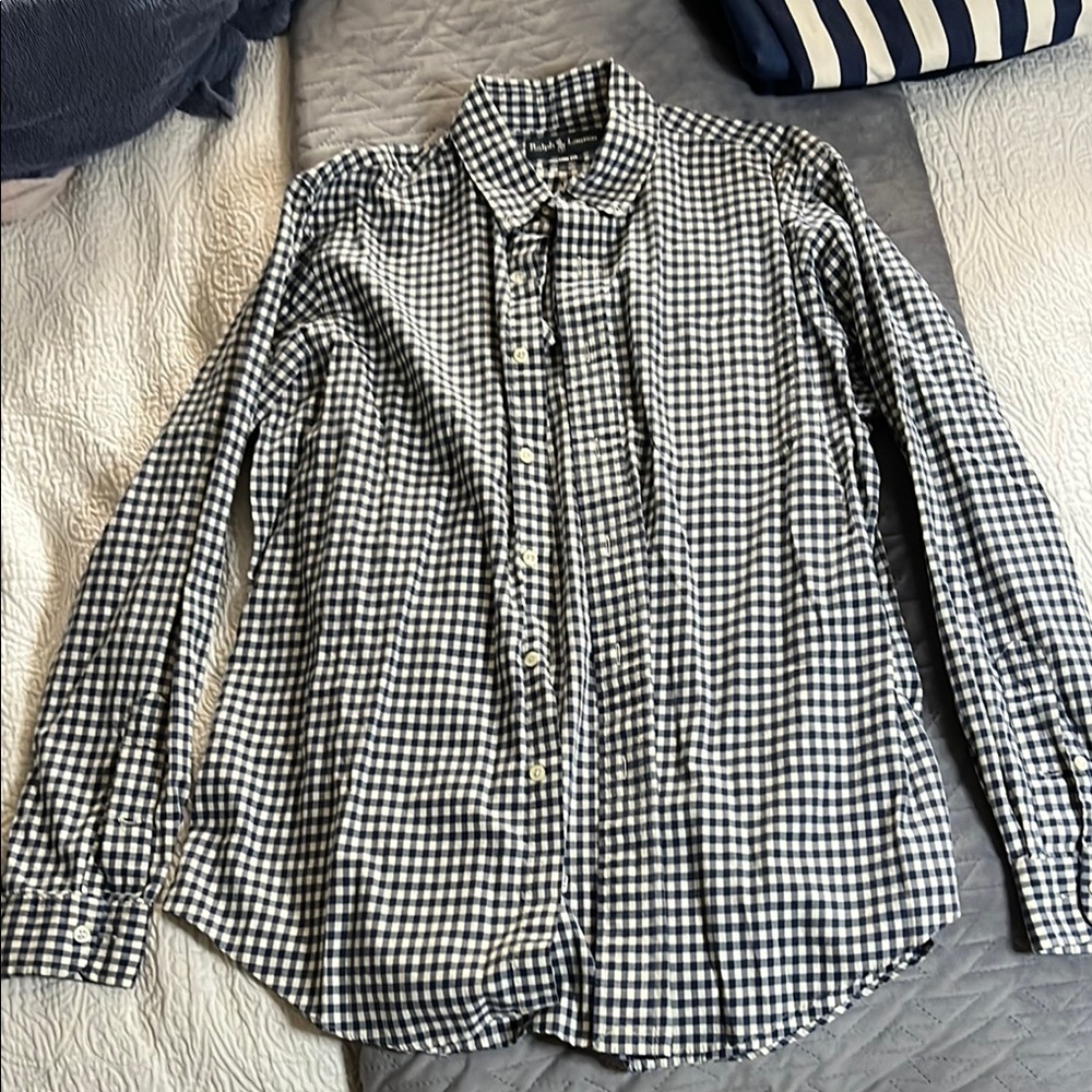 Polo by Ralph Lauren Cream and Blue Casual Button Down Shirt